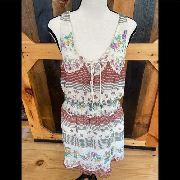 FREE PEOPLE sleeveless lined chiffon overlay dress - Picture 1 of 8